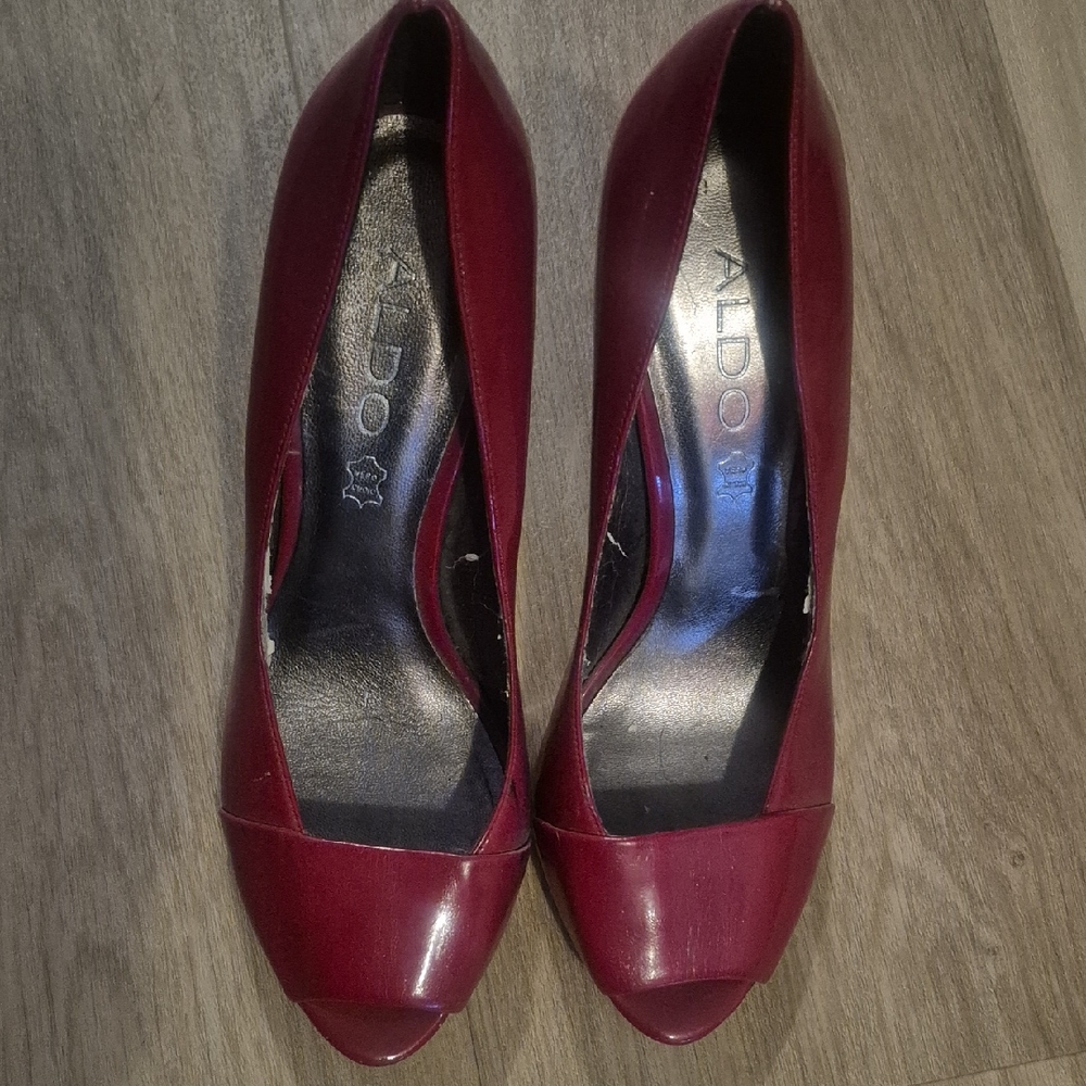 Aldo Red Peep Toe Heels